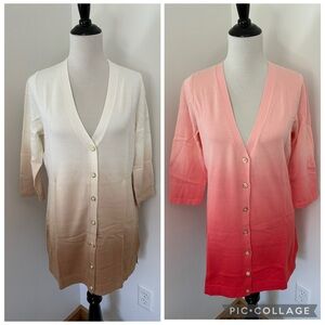 Isaac Mizrahi Ombre Cardigan Sz S Dip Dye QVC New Coral or Camel